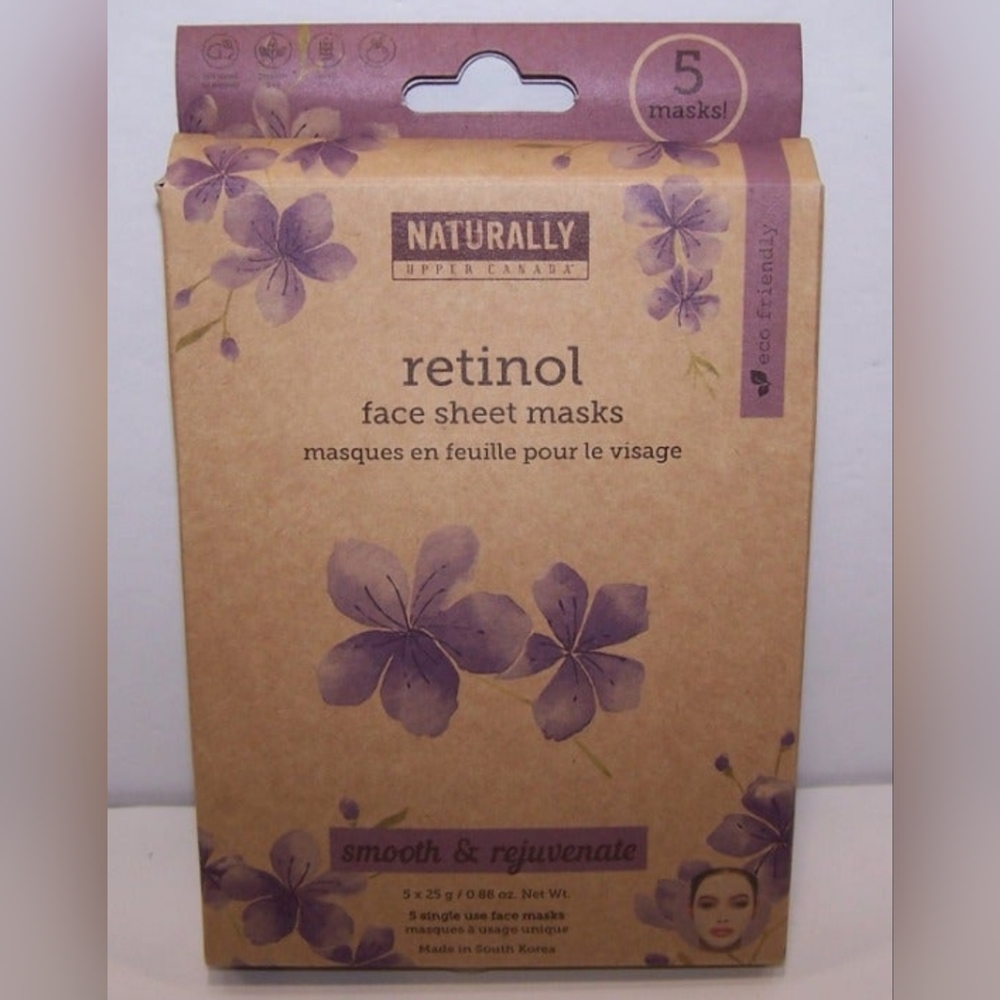 Naturally Upper Canada RETINOL Face Sheet Masks 5 Pack